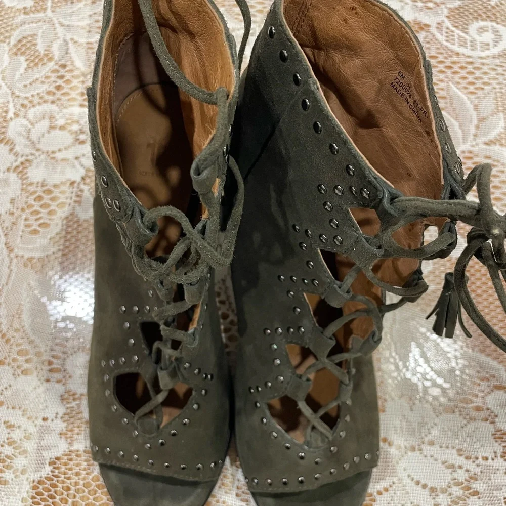Frye Dark Green Lace-Up Heeled Boots - Picture 5 of 7